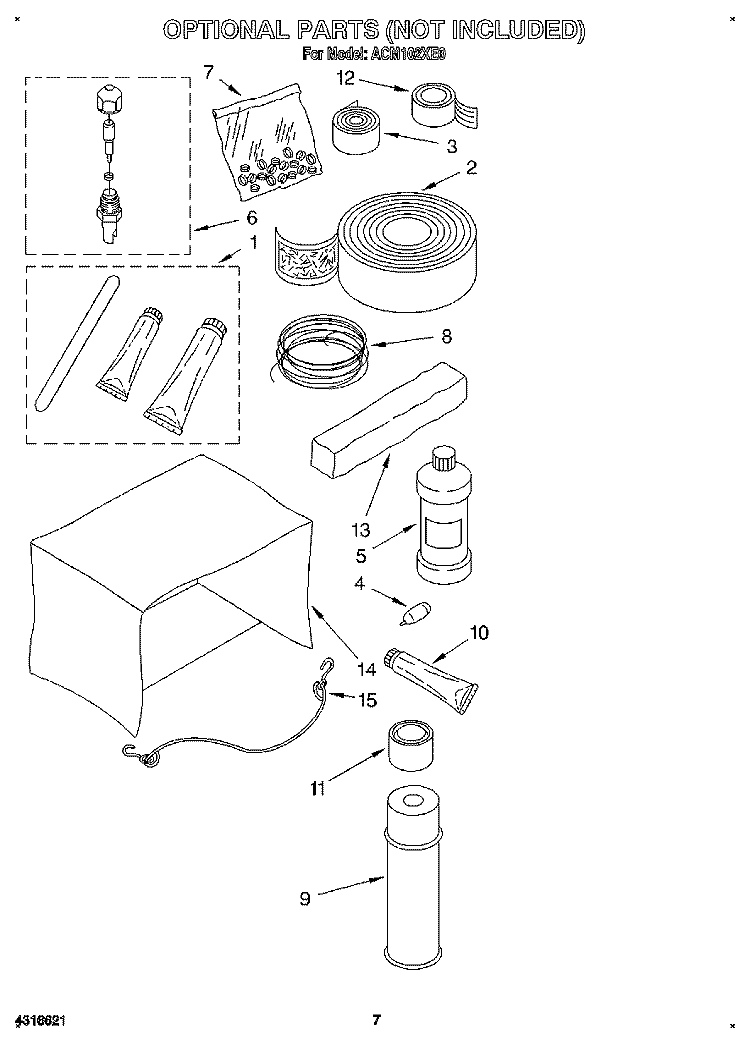 OPTIONAL Diagram and Parts List for ACM102XE0  Whirlpool Air Conditioner