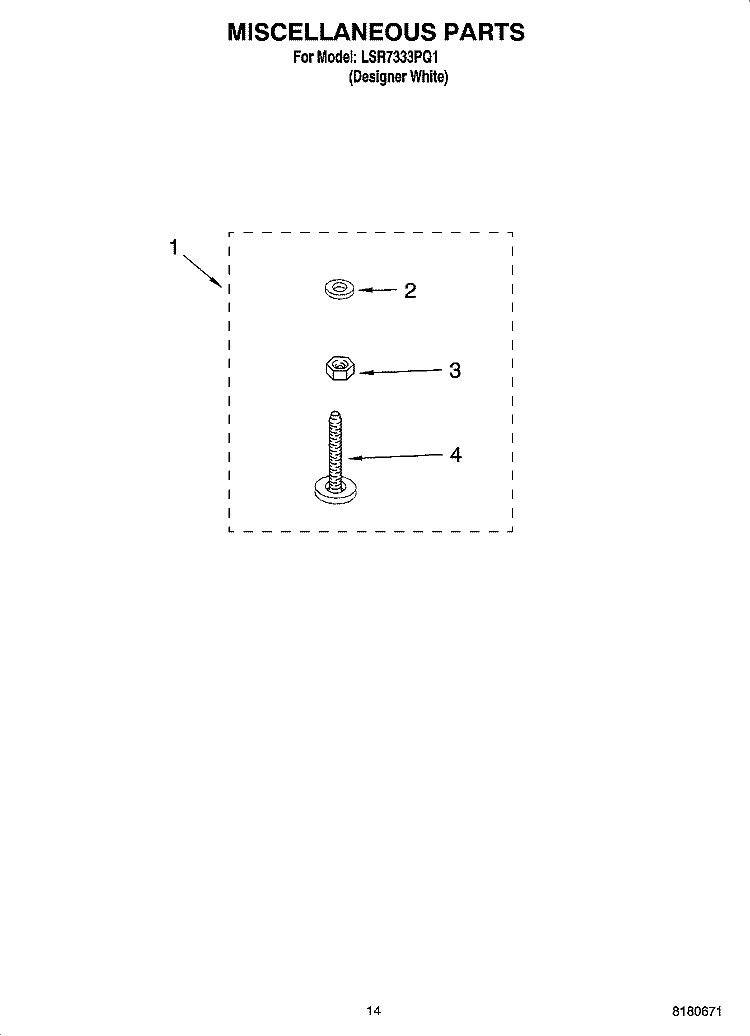 MISCELLANEOUS PARTS And OPTIONAL PARTS (NOT INCLUDED) Diagram and Parts List for LSR7333PQ1  Whirlpool Washer