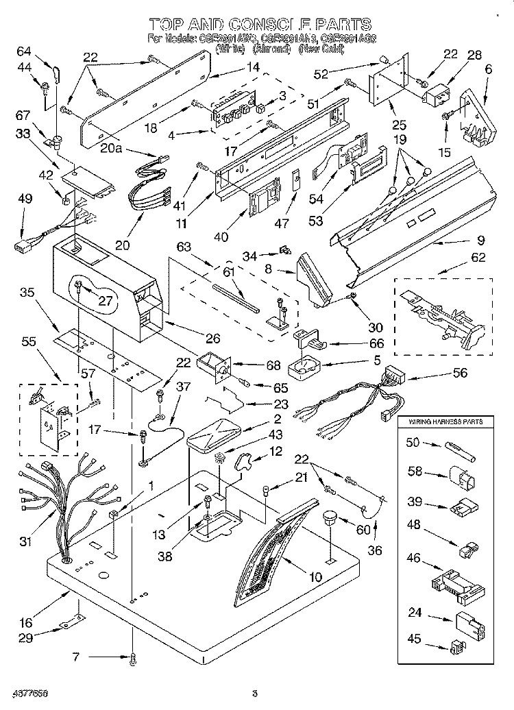 TOP AND CONSOLE Diagram and Parts List for CGE2991AN3  Whirlpool Dryer