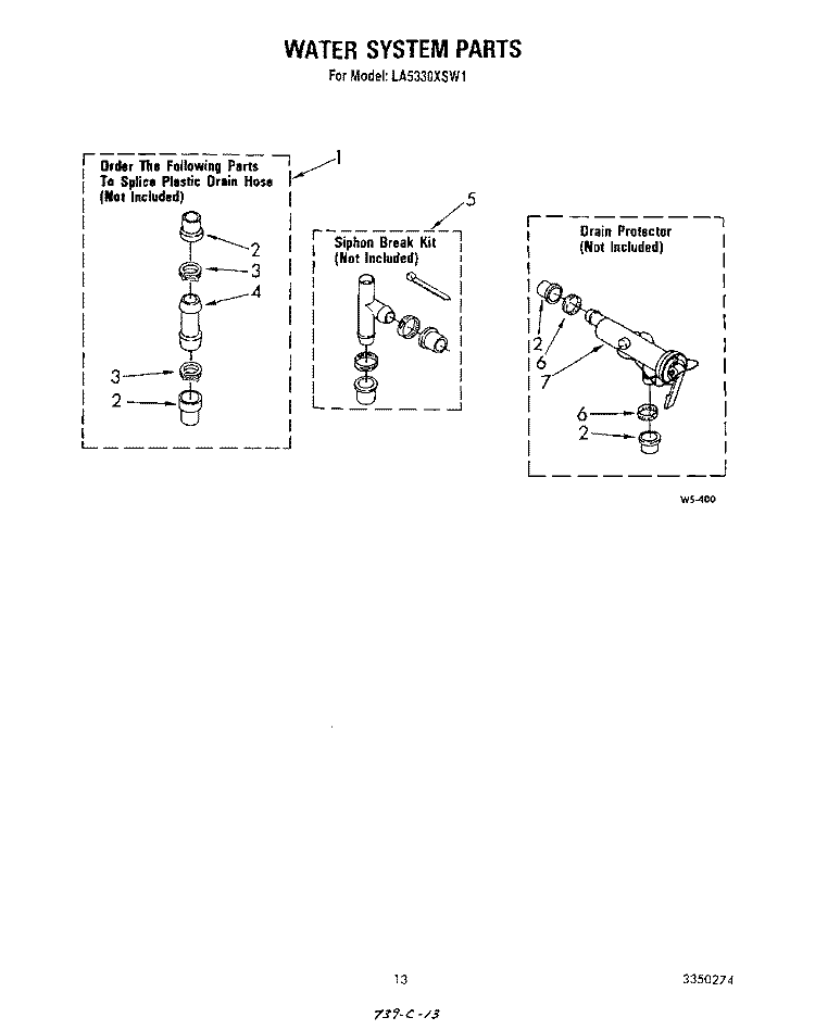 WATER SYSTEM Diagram and Parts List for LA5330XSW1  Whirlpool Washer
