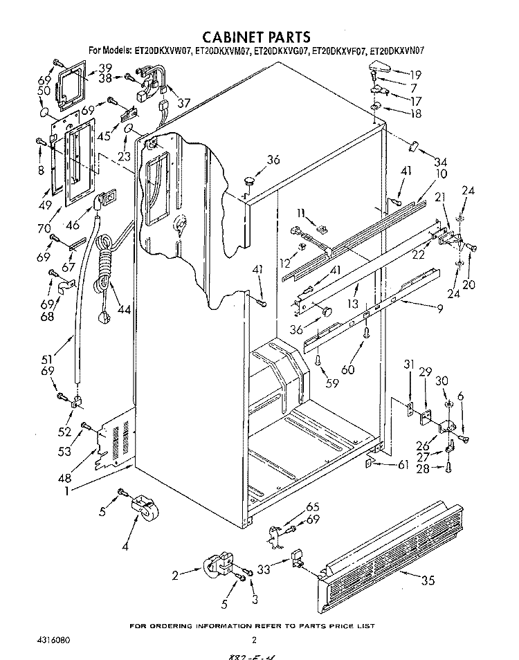 CABINET Diagram and Parts List for ET20DKXVW07  Whirlpool Refrigerator