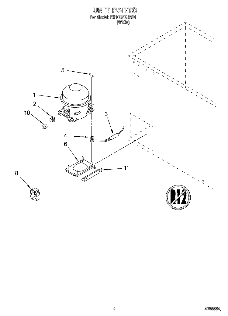 SECTION Diagram and Parts List for EH100FXJW01  Whirlpool Freezer