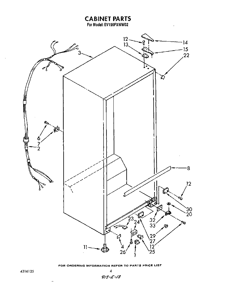 CABINET Diagram and Parts List for EV190FXWW02  Whirlpool Freezer
