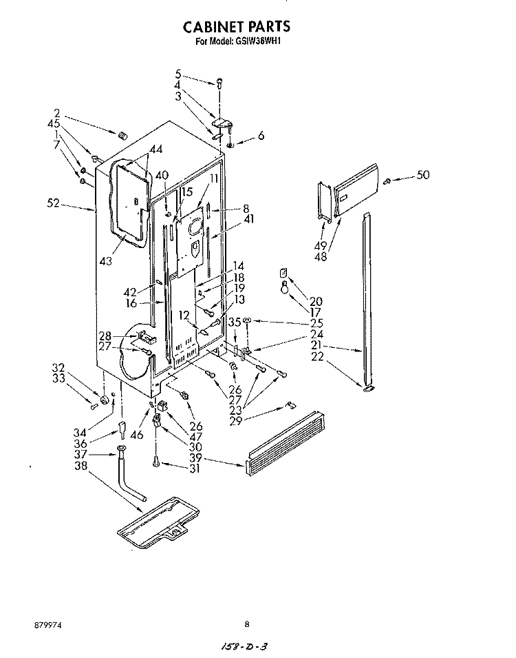 CABINET Diagram and Parts List for GSIW36WH1  Roper Refrigerator
