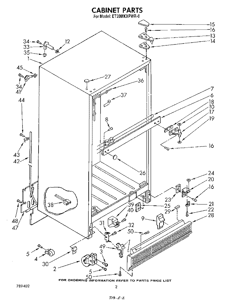 CABINET Diagram and Parts List for ET20MKXPWR0  Whirlpool Refrigerator