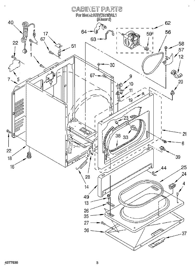 CABINET Diagram and Parts List for KGYE678BAL1  KitchenAid Dryer