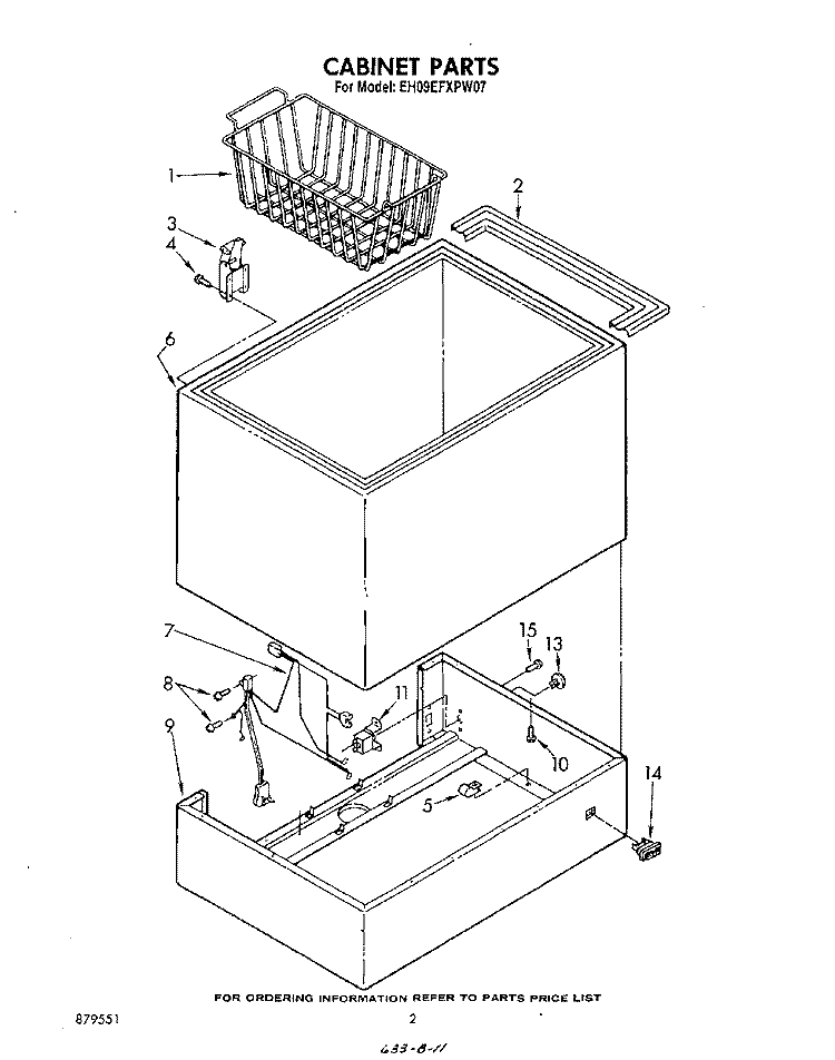 SECTION Diagram and Parts List for EH09EFXPW07  Whirlpool Freezer