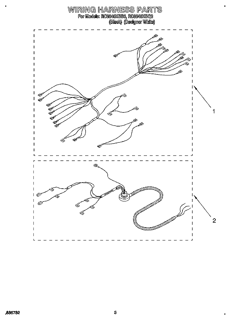 SECTION Diagram and Parts List for RC8640XBB3  Whirlpool Cooktop