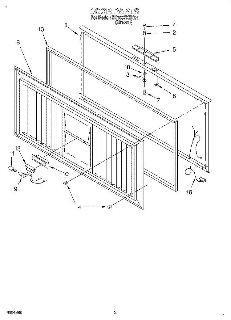 SECTION Diagram and Parts List for EH150FXEN04  Whirlpool Freezer