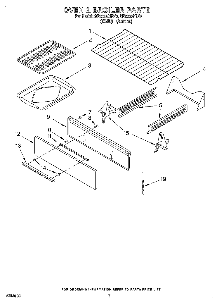 OVEN AND BROILER Diagram and Parts List for SF3000SEN0  Whirlpool Range