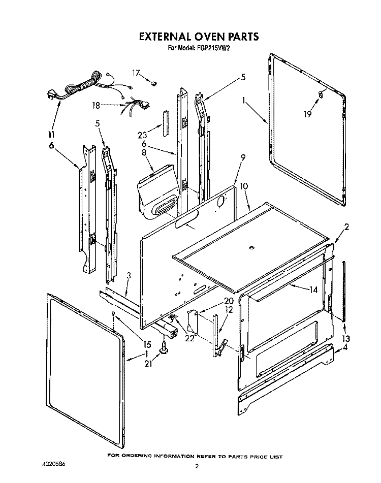 EXTERNAL Diagram and Parts List for FGP215VW2  Roper Range
