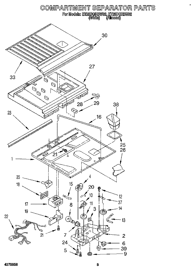 COMPARTMENT SEPARATOR Diagram and Parts List for ET25DQRBW02  Whirlpool Refrigerator