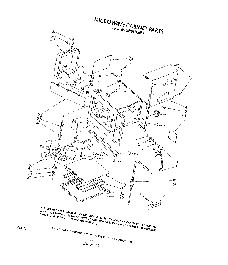 MICROWAVE CABINET Diagram and Parts List for KEMI371SBL0  KitchenAid Microwave Oven Combo