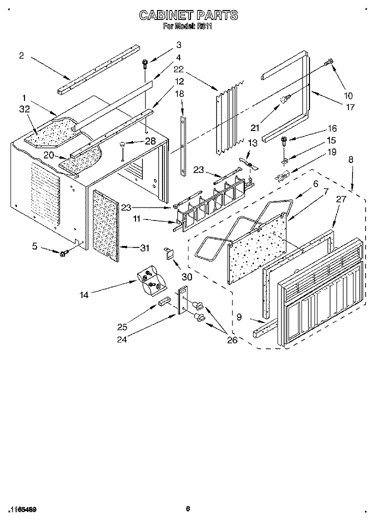 CABINET Diagram and Parts List for R811  Whirlpool Air Conditioner