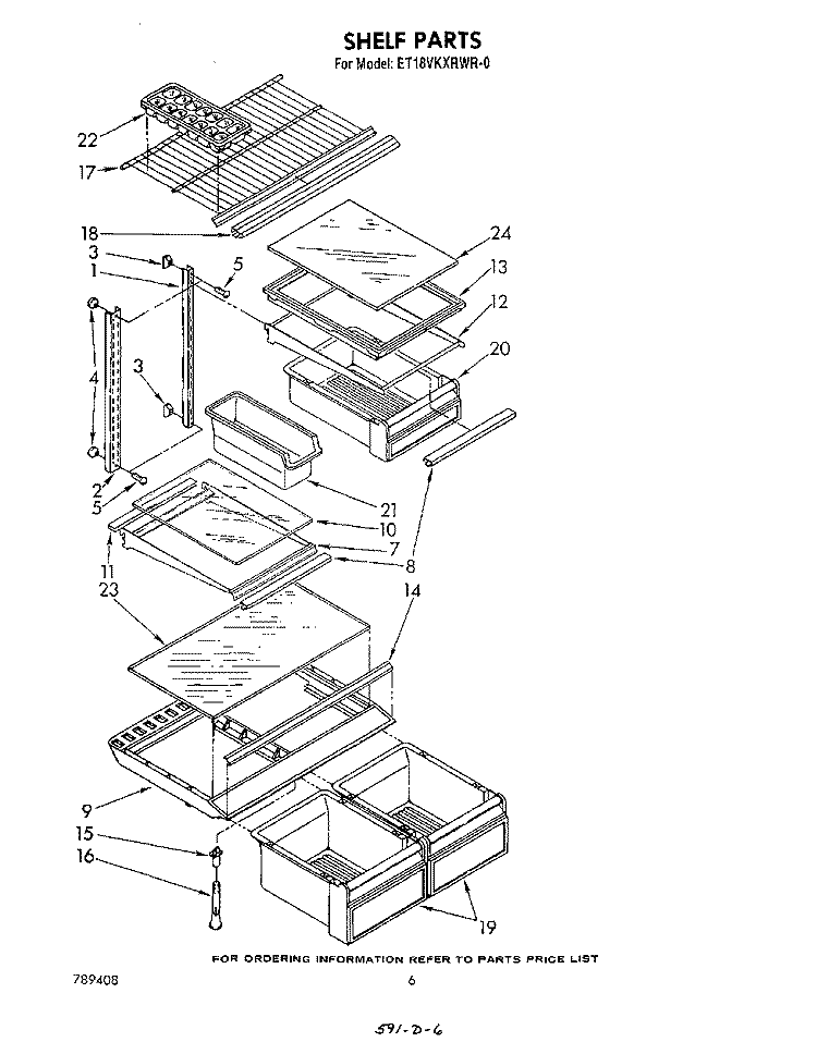 SHELF Diagram and Parts List for ET18VKXRWR0  Whirlpool Refrigerator