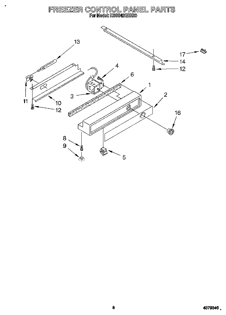 FREEZER CONTROL PANEL Diagram and Parts List for KSSS42QDX00  KitchenAid Refrigerator
