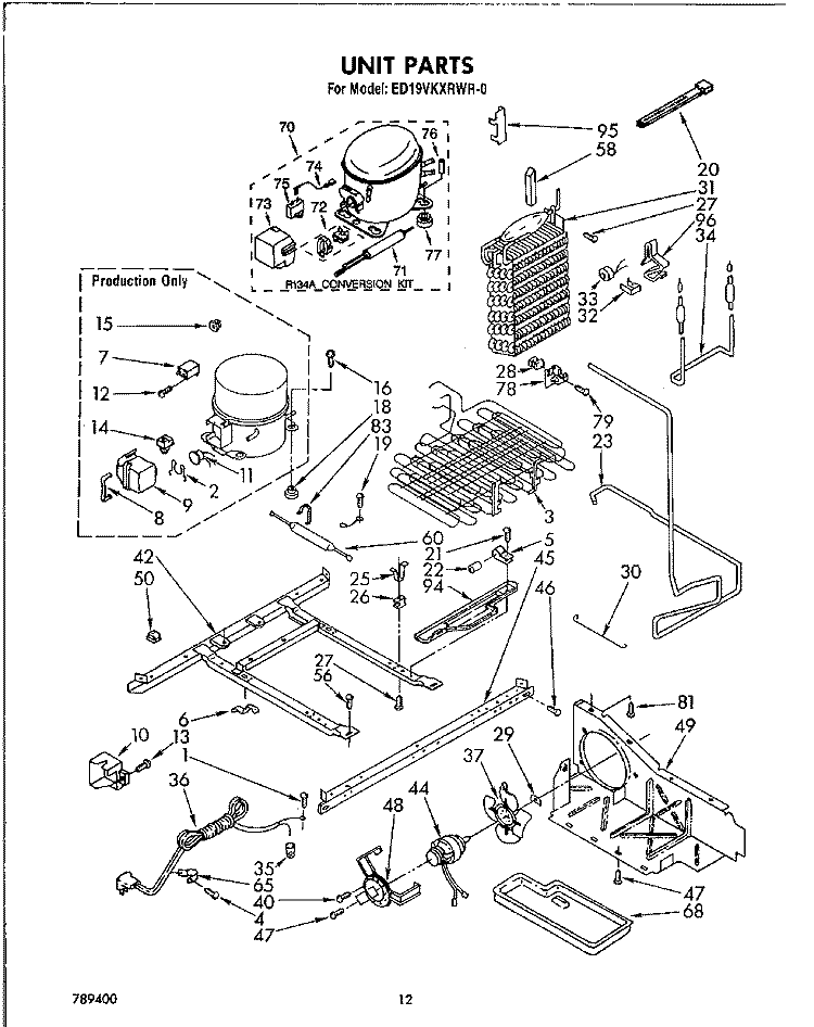 UNIT , LIT/OPTIONAL Diagram and Parts List for ED19VKXRWR0  Whirlpool Refrigerator
