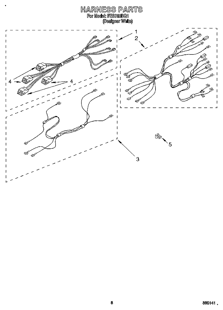 HARNESS, OPTIONAL Diagram and Parts List for FES310BQ1  Roper Range