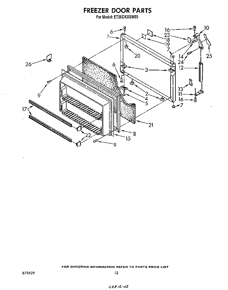 FREEZER DOOR Diagram and Parts List for ET20DKXSW00  Whirlpool Refrigerator