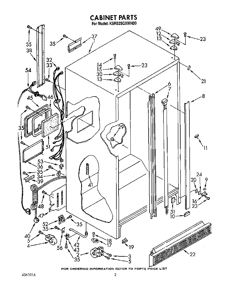 CABINET Diagram and Parts List for KSRB25QXWH00  KitchenAid Refrigerator