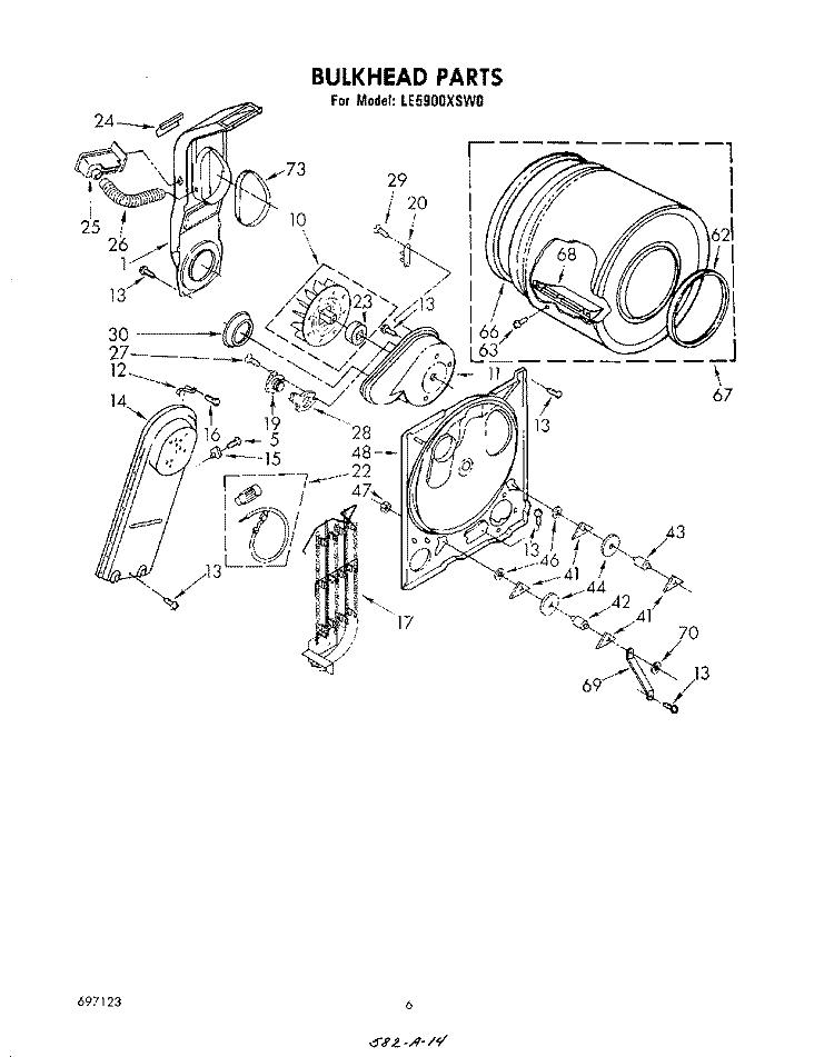 SECTION Diagram and Parts List for LE5900XSW0  Whirlpool Dryer