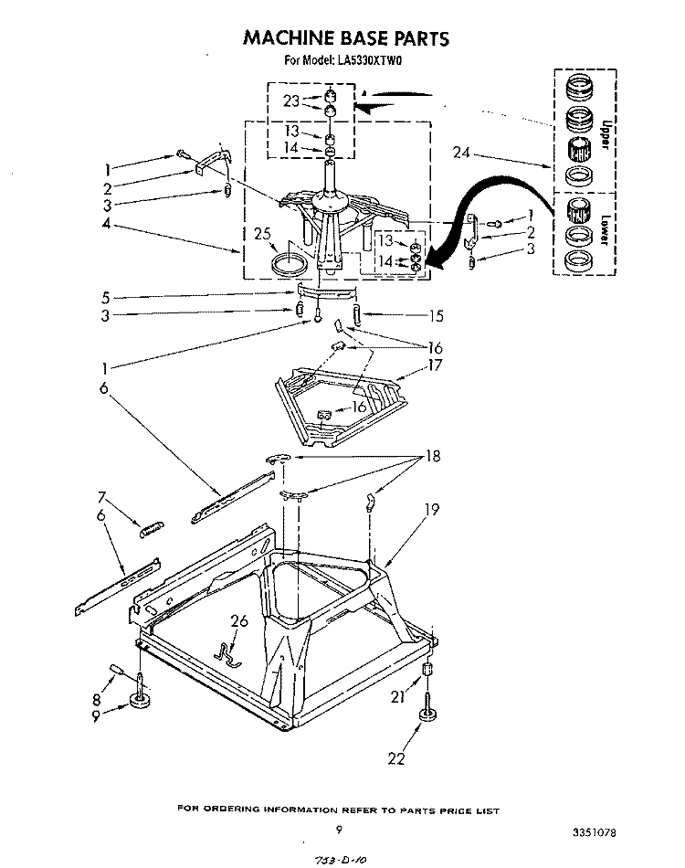 MACHINE BASE Diagram and Parts List for LA5330XTM0  Whirlpool Washer