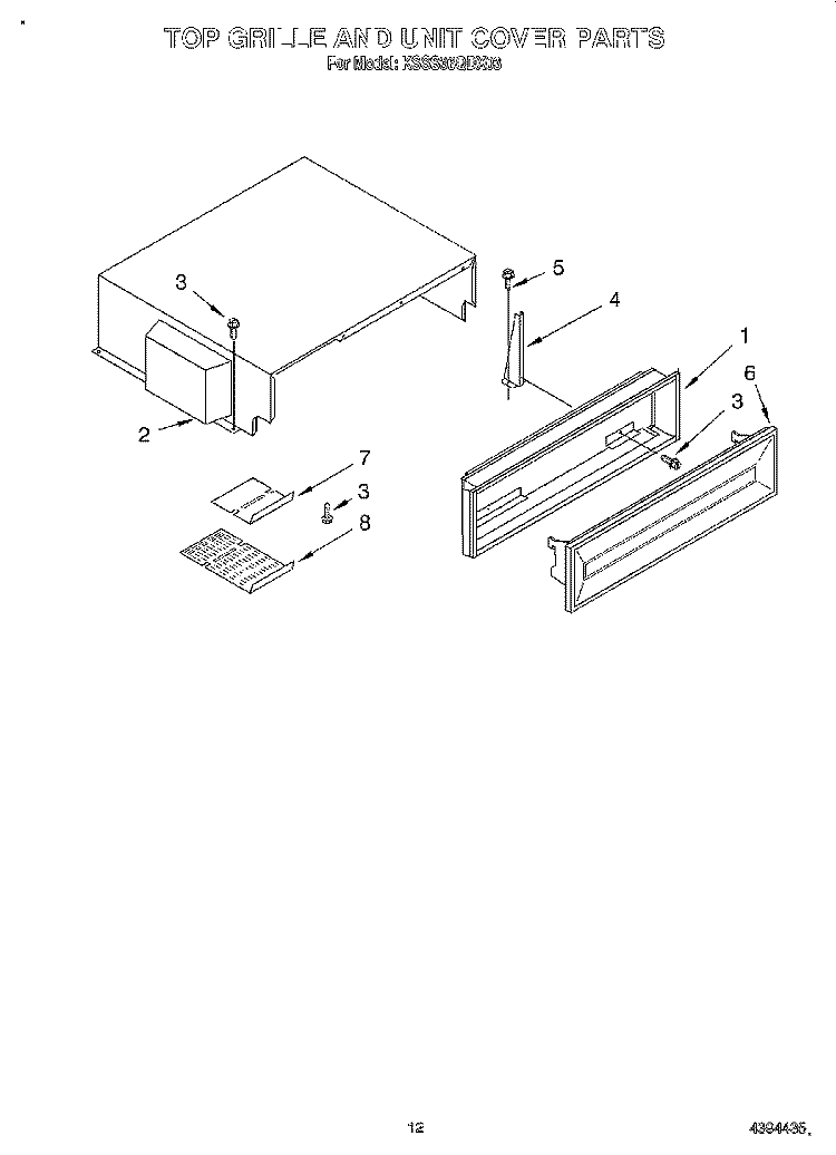 TOP GRILLE AND UNIT COVER Diagram and Parts List for KSSS36QDX03  KitchenAid Refrigerator