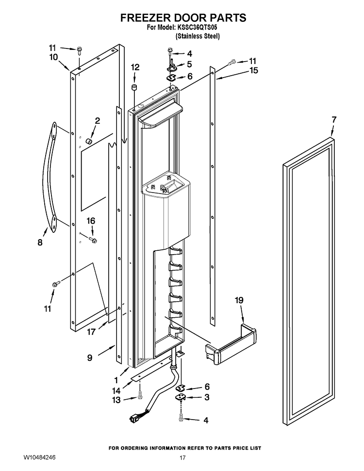 FREEZER DOOR PARTS Diagram and Parts List for KSSC36QTS05  KitchenAid Refrigerator
