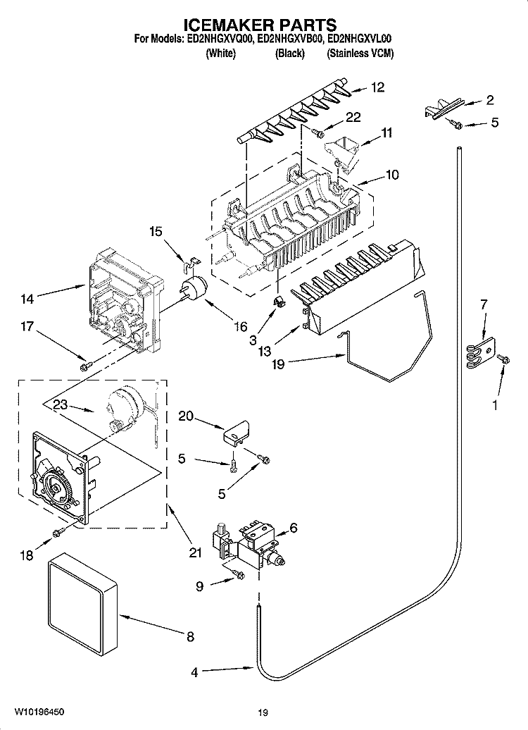 ICEMAKER PARTS, OPTIONAL PARTS (NOT INCLUDED) Diagram and Parts List for ED2NHGXVQ00  Whirlpool Refrigerator