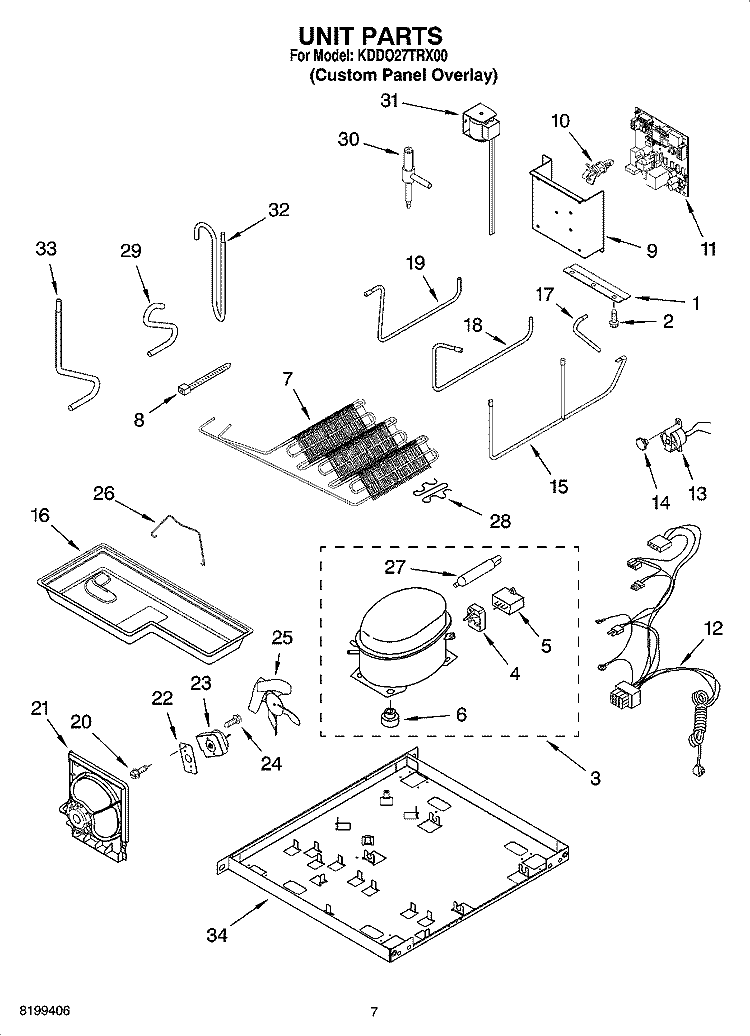 UNIT PARTS Diagram and Parts List for KDDO27TRX00  KitchenAid Refrigerator
