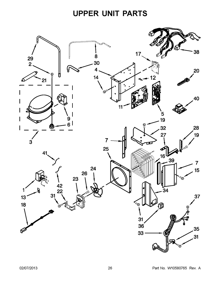 UPPER UNIT PARTS Diagram and Parts List for KSSC48QVS05  KitchenAid Refrigerator