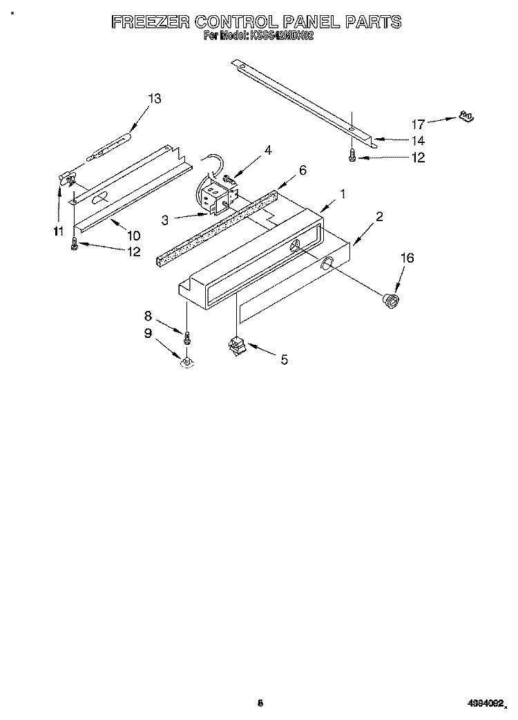 FREEZER CONTROL PANEL Diagram and Parts List for KSSS42MDX02  KitchenAid Refrigerator