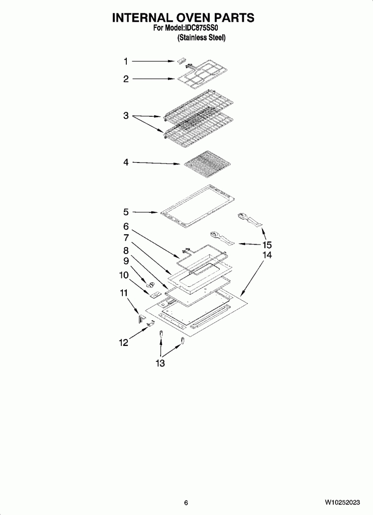 INTERNAL OVEN PARTS Diagram and Parts List for IDC875SS0  Whirlpool Range
