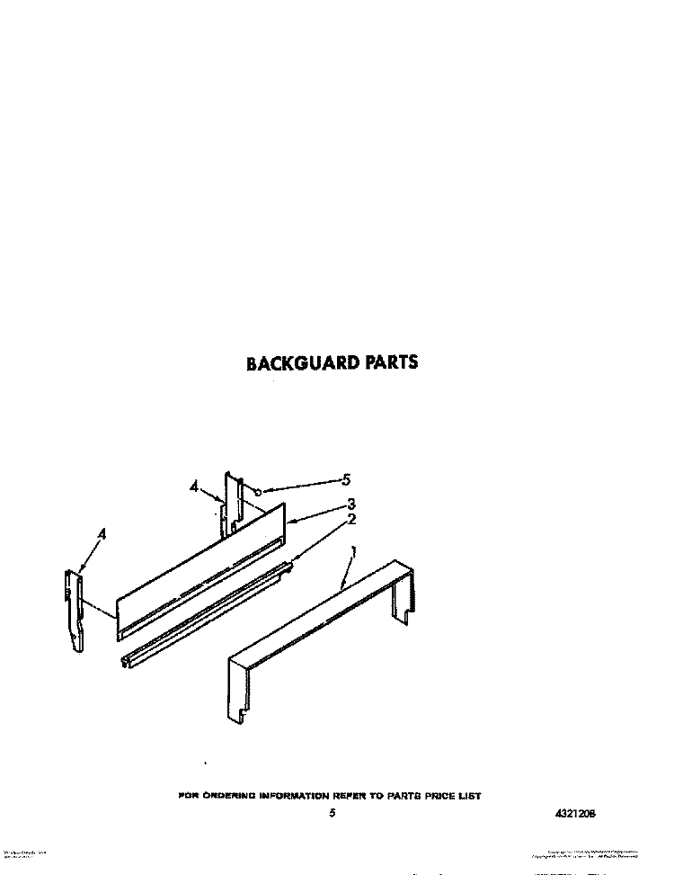 BACKGUARD Diagram and Parts List for SF3020SWW1  Whirlpool Range