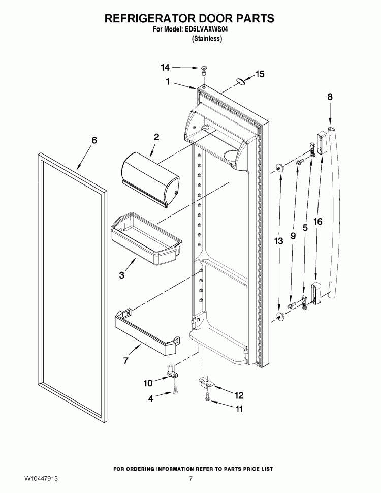 REFRIGERATOR DOOR PARTS Diagram and Parts List for ED5LVAXWS04  Whirlpool Refrigerator
