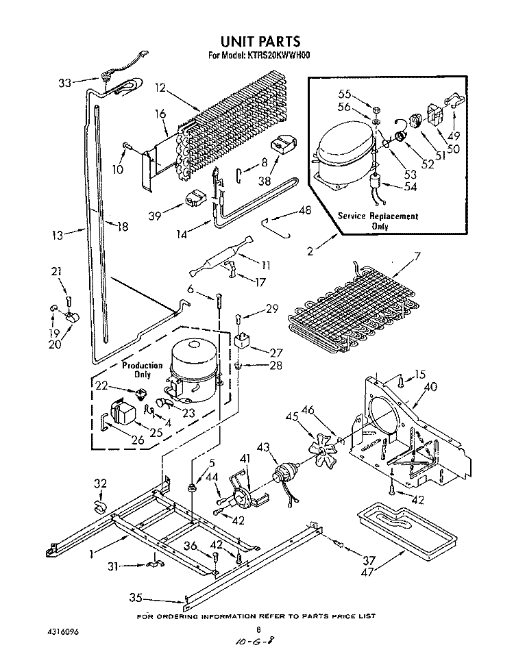UNIT Diagram and Parts List for KTRS20KWAL00  KitchenAid Refrigerator