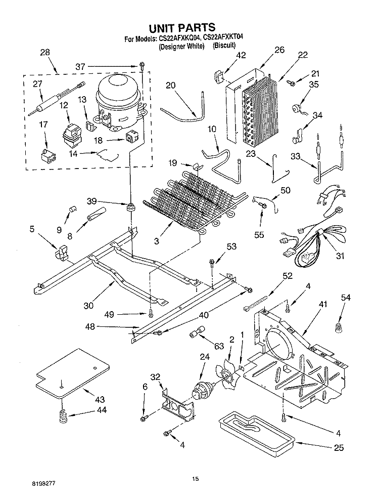 UNIT Diagram and Parts List for CS22AFXKT04  Crosley Refrigerator