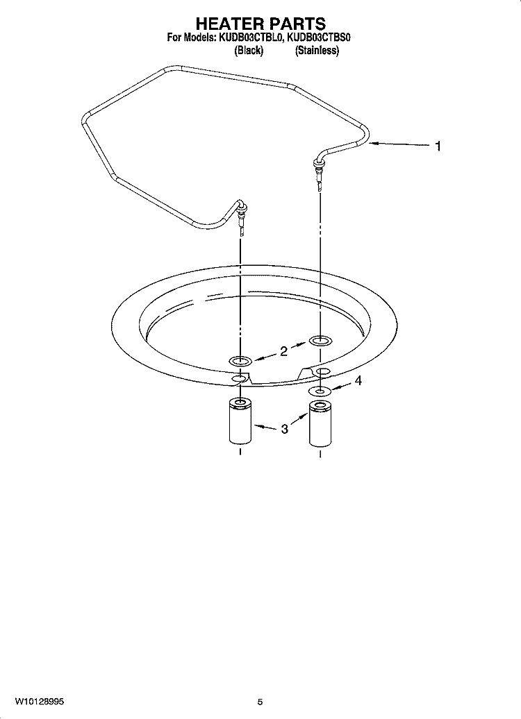 HEATER PARTS Diagram and Parts List for KUDB03CTBS0  KitchenAid Dishwasher