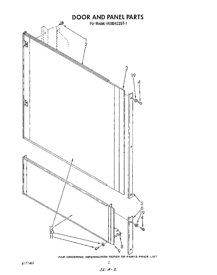 DOOR AND PANEL Diagram and Parts List for 4KUDA22ST1  KitchenAid Dishwasher