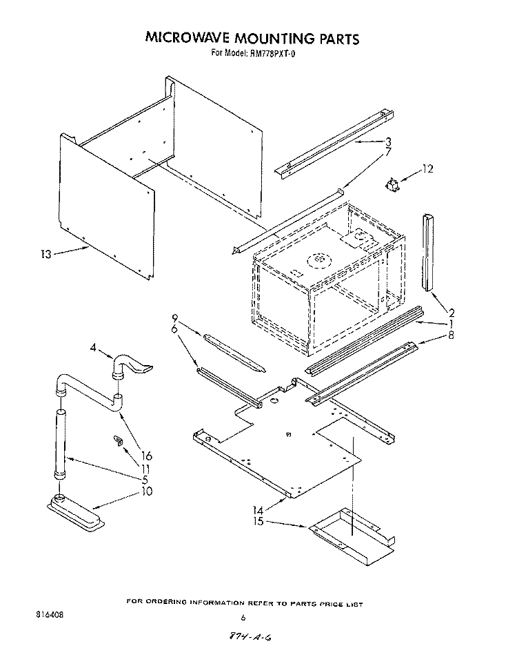 MICROWAVE MOUNTING Diagram and Parts List for RM778PXT0  Whirlpool Microwave Oven Combo