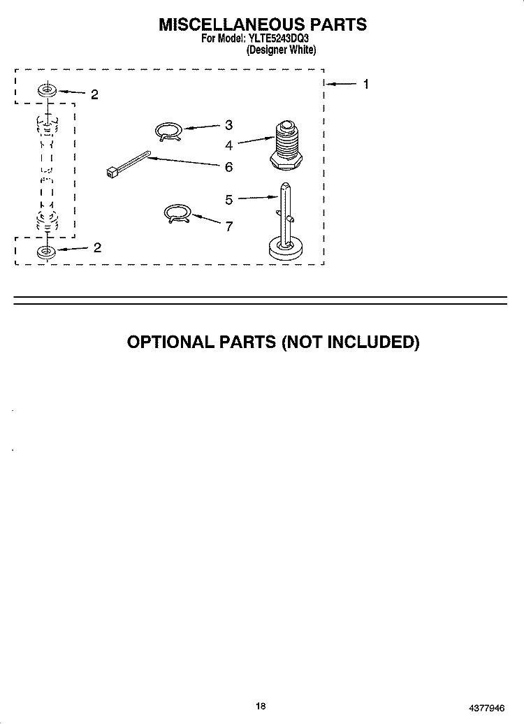 MISCELLANEOUS  PARTS Diagram and Parts List for YLTE5243DQ3  Whirlpool Washer Dryer Combo