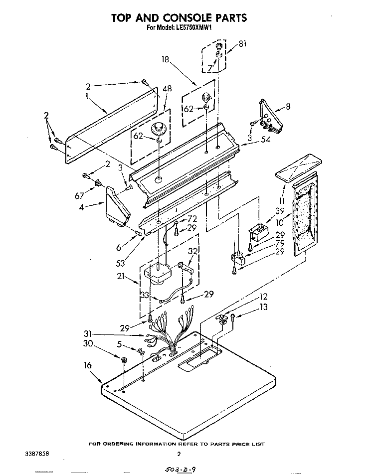 SECTION Diagram and Parts List for LE5750XMW1  Whirlpool Dryer