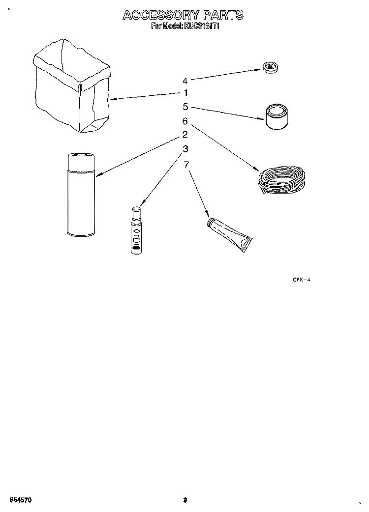 ACCESSORY Diagram and Parts List for KUCS181T1  KitchenAid Trash Compactor