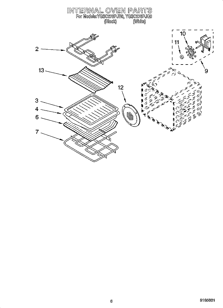 INTERNAL OVEN PARTS Diagram and Parts List for YGSC278PJB0  Whirlpool Microwave Oven Combo