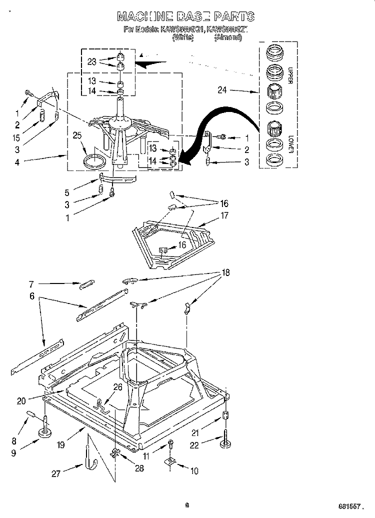 MACHINE BASE Diagram and Parts List for KAWS800GQ1  KitchenAid Washer