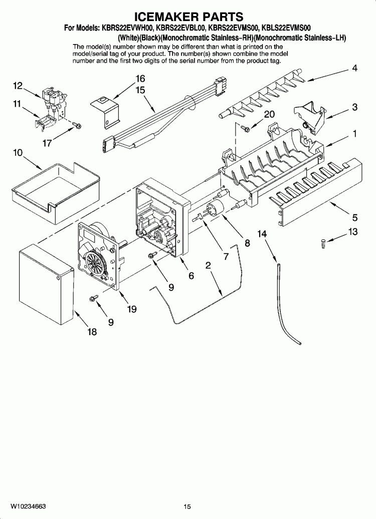 ICEMAKER PARTS, OPTIONAL PARTS (NOT INCLUDED) Diagram and Parts List for KBLS22EVMS00  KitchenAid Refrigerator