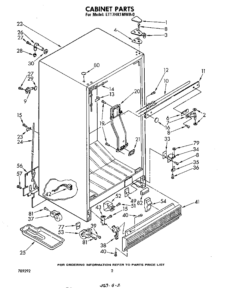 CABINET Diagram and Parts List for ET17HK1MWR0  Whirlpool Refrigerator