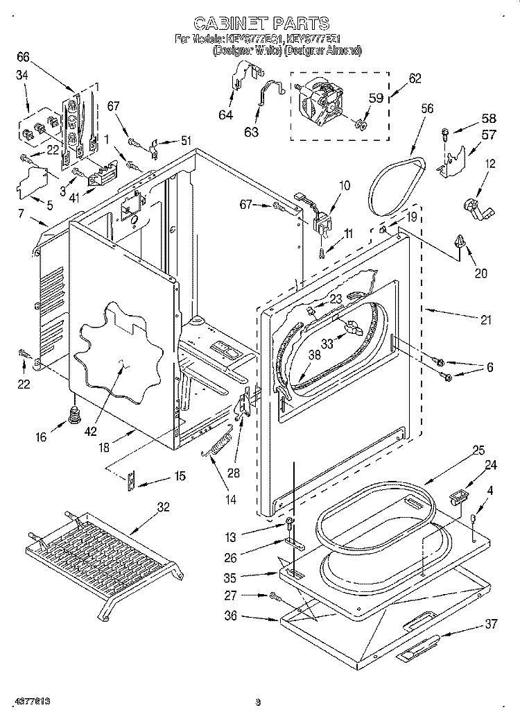 SECTION Diagram and Parts List for KEYS777EZ1  KitchenAid Dryer