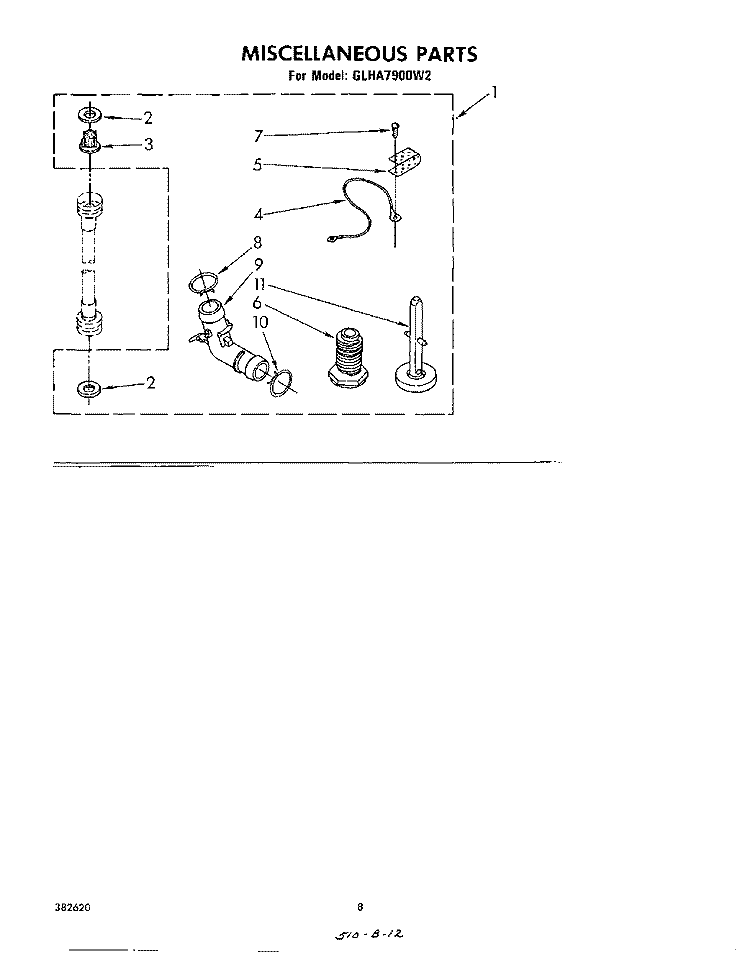 MISCELLANEOUS , LITERATURE AND OPTIONAL Diagram and Parts List for GLHA7900W2  Whirlpool Washer
