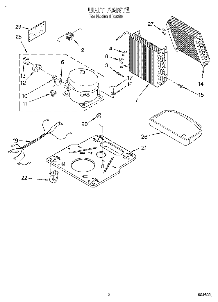 SECTION Diagram and Parts List for AD25G0  Whirlpool Dehumidifier